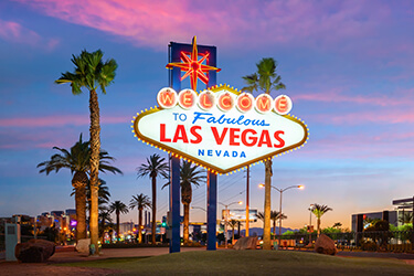 Las Vegas welcome sign at sunset